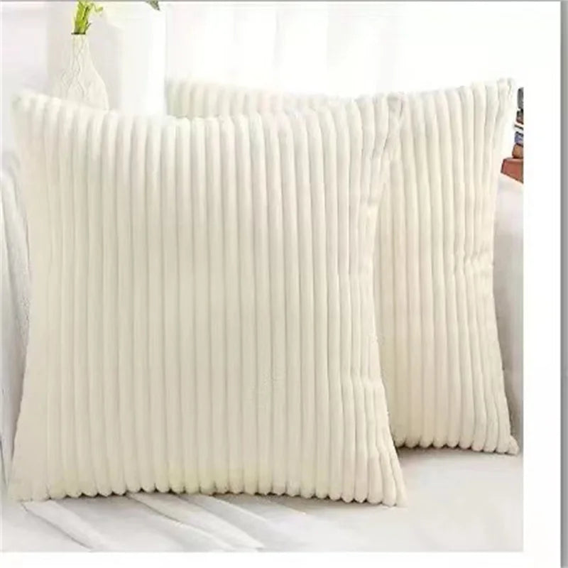 Striped Corduroy Pillow Cover – 18" Decorative Cushion Cover – Soft Throw Pillowcase for Couch, Sofa, or Bed (Cover Only)