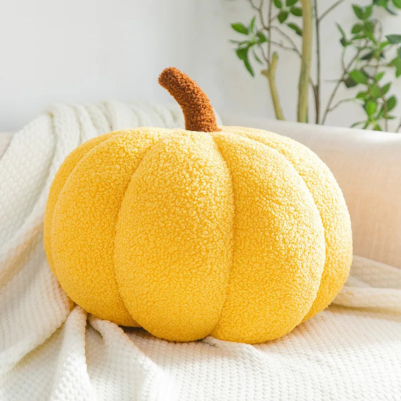 Plush Pumpkin Pillow – Nordic-Style Decorative Cushion for Sofa & Living Room – Cute Orange Backrest Throw Pillow for Home Decor