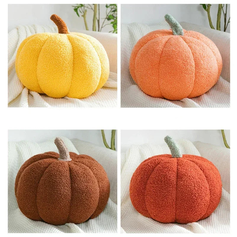 Plush Pumpkin Pillow – Nordic-Style Decorative Cushion for Sofa & Living Room – Cute Orange Backrest Throw Pillow for Home Decor