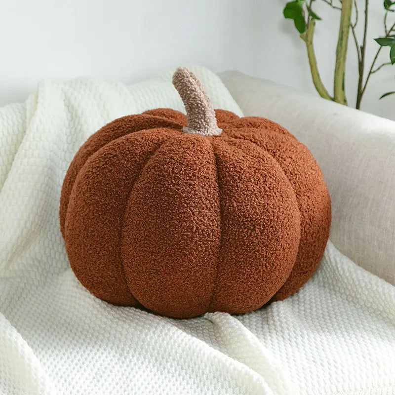 Plush Pumpkin Pillow – Nordic-Style Decorative Cushion for Sofa & Living Room – Cute Orange Backrest Throw Pillow for Home Decor