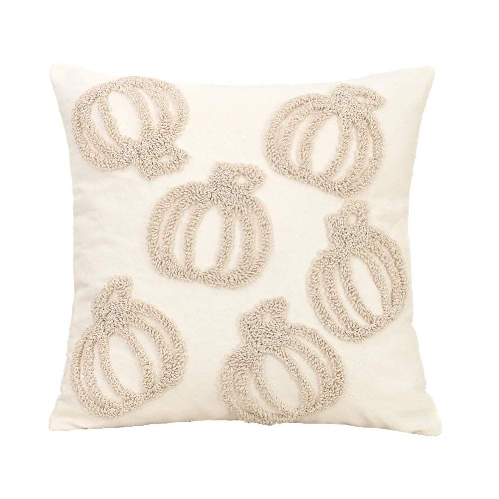 Pumpkin Gray Plush Pillow Cover – 18x18 Soft Velvet Fall Throw Pillow – Neutral Autumn & Halloween Decor (Cover Only)