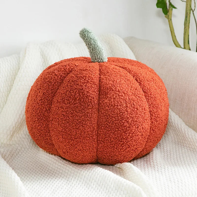 Plush Pumpkin Pillow – Nordic-Style Decorative Cushion for Sofa & Living Room – Cute Orange Backrest Throw Pillow for Home Decor