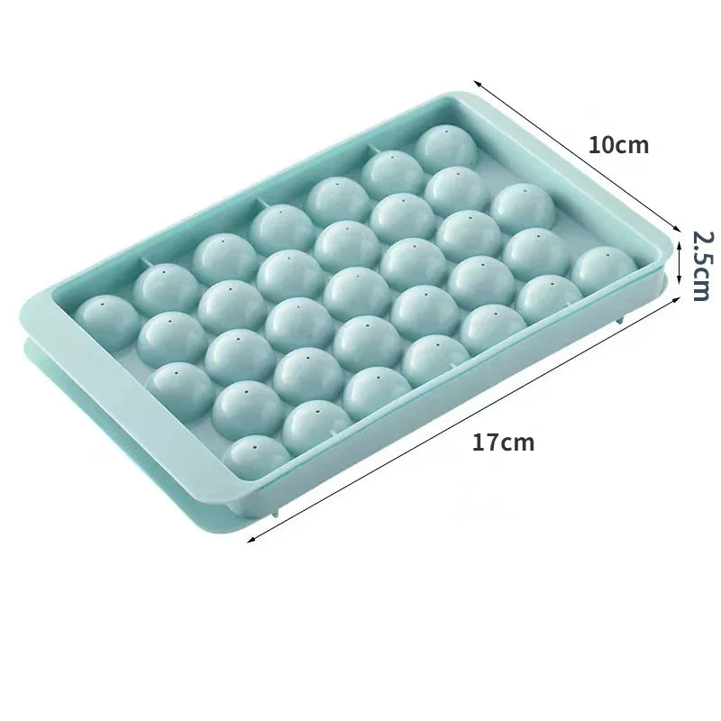 33-Cavity Ice Ball Cube Tray with Lid – Mini Round Ice Mold for Freezer – Small Sphere Ice Maker for Whiskey, Cocktails, and Beverages