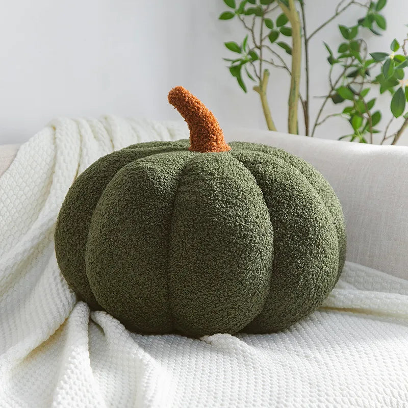 Plush Pumpkin Pillow – Nordic-Style Decorative Cushion for Sofa & Living Room – Cute Orange Backrest Throw Pillow for Home Decor