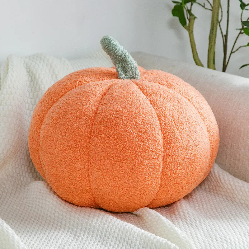 Plush Pumpkin Pillow – Nordic-Style Decorative Cushion for Sofa & Living Room – Cute Orange Backrest Throw Pillow for Home Decor