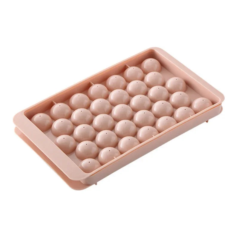 33-Cavity Ice Ball Cube Tray with Lid – Mini Round Ice Mold for Freezer – Small Sphere Ice Maker for Whiskey, Cocktails, and Beverages