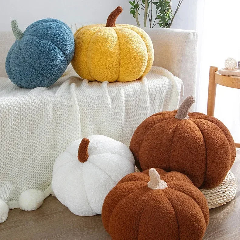 Plush Pumpkin Pillow – Nordic-Style Decorative Cushion for Sofa & Living Room – Cute Orange Backrest Throw Pillow for Home Decor
