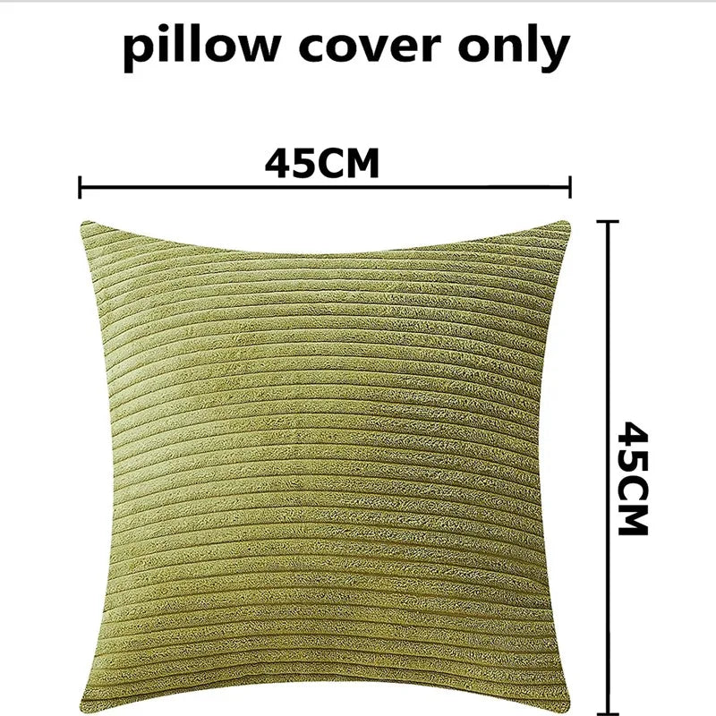 Striped Corduroy Pillow Cover – 18" Decorative Cushion Cover – Soft Throw Pillowcase for Couch, Sofa, or Bed (Cover Only)
